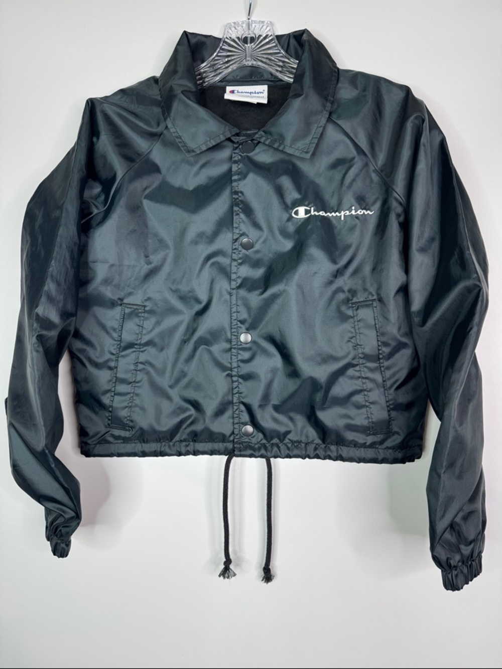 Champion Cropped Button Dark Gray Black Jacket Size XS